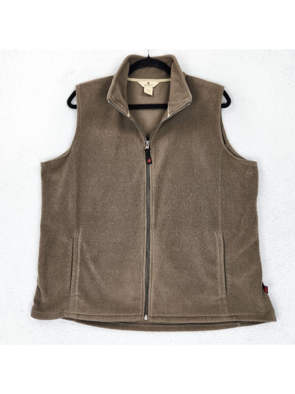 Woolrich Vest Womens XL Brown Fleece Full Zip Pockets Collared Outdoor Casual